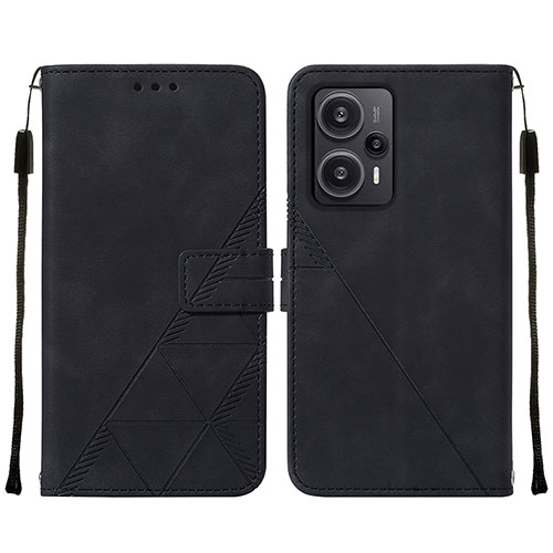 Leather Case Stands Flip Cover Holder YB2 for Xiaomi Poco F5 5G Black