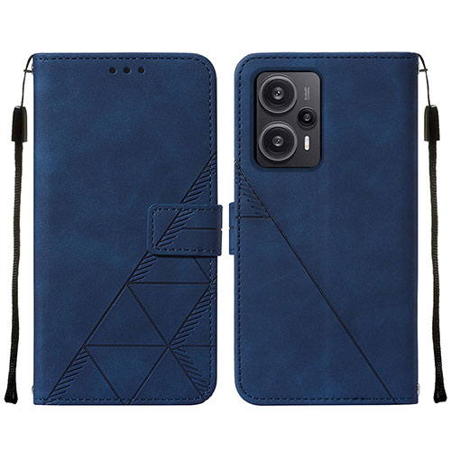 Leather Case Stands Flip Cover Holder YB2 for Xiaomi Poco F5 5G Blue
