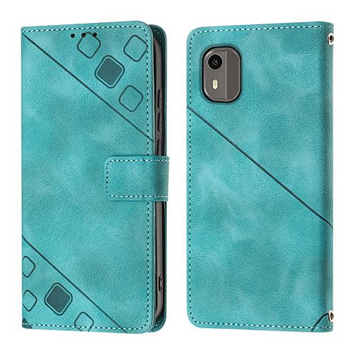 Leather Case Stands Flip Cover Holder YB3 for Nokia C12 Green