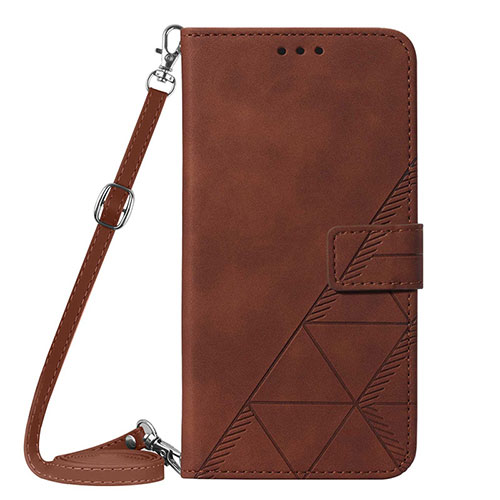 Leather Case Stands Flip Cover Holder YB4 for Samsung Galaxy A04E Brown