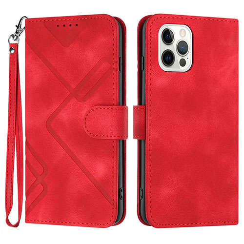 Leather Case Stands Flip Cover Holder YX1 for Apple iPhone 13 Pro Max Red Wine