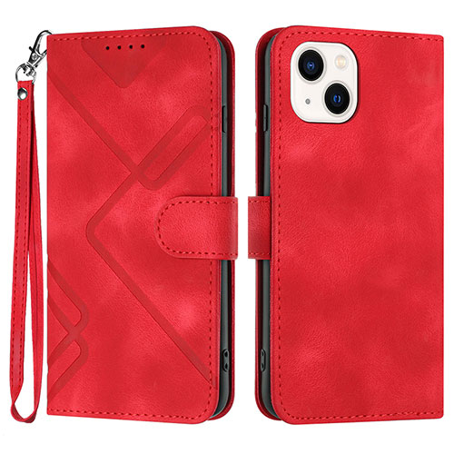 Leather Case Stands Flip Cover Holder YX1 for Apple iPhone 13 Red Wine