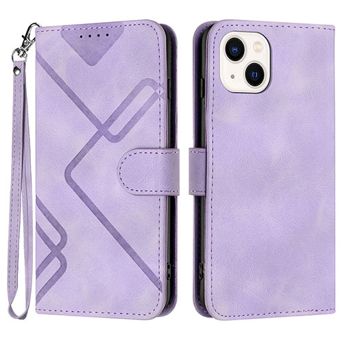 Leather Case Stands Flip Cover Holder YX1 for Apple iPhone 14 Clove Purple
