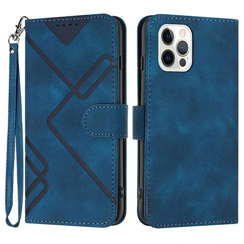 Leather Case Stands Flip Cover Holder YX1 for Apple iPhone 14 Pro Max Blue