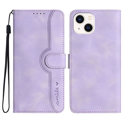 Leather Case Stands Flip Cover Holder YX2 for Apple iPhone 13 Clove Purple