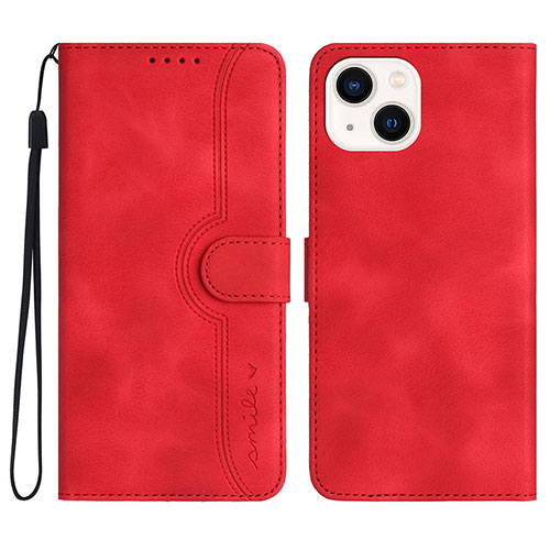 Leather Case Stands Flip Cover Holder YX2 for Apple iPhone 13 Red Wine