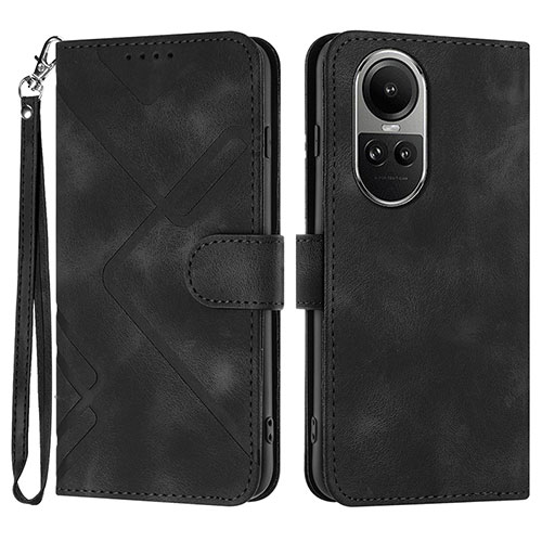 Leather Case Stands Flip Cover Holder YX2 for Oppo Reno10 5G Black