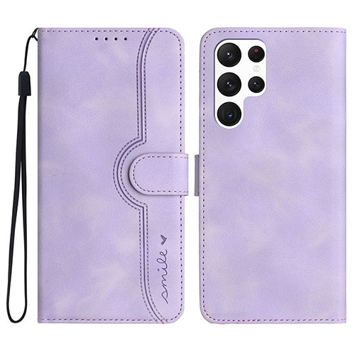 Leather Case Stands Flip Cover Holder YX2 for Samsung Galaxy S23 Ultra 5G Purple