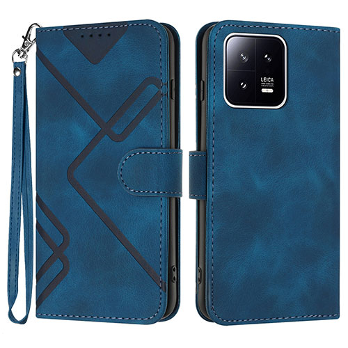 Leather Case Stands Flip Cover Holder YX2 for Xiaomi Mi 13 5G Blue
