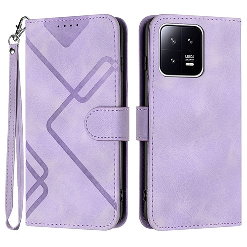 Leather Case Stands Flip Cover Holder YX2 for Xiaomi Mi 13 Pro 5G Purple