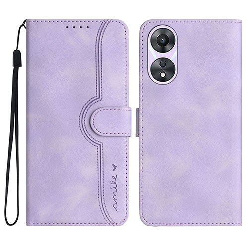 Leather Case Stands Flip Cover Holder YX3 for Oppo A58 4G Purple