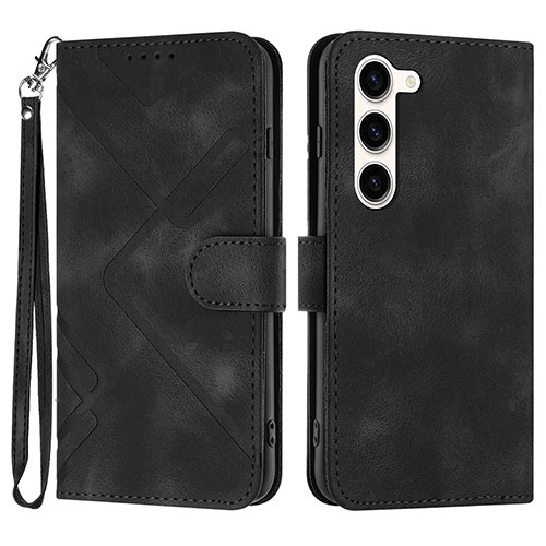 Leather Case Stands Flip Cover Holder YX3 for Samsung Galaxy S22 Plus 5G Black