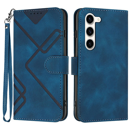 Leather Case Stands Flip Cover Holder YX3 for Samsung Galaxy S22 Plus 5G Blue