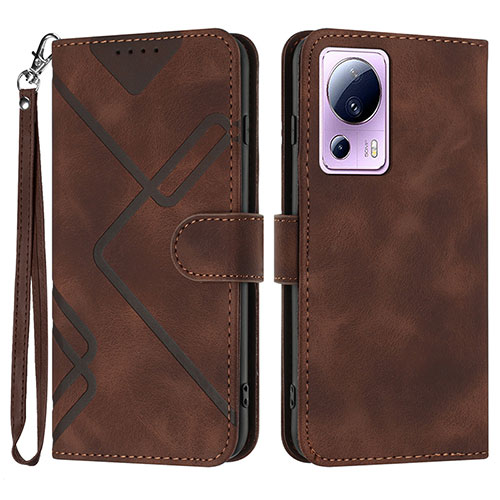 Leather Case Stands Flip Cover Holder YX3 for Xiaomi Mi 12 Lite NE 5G Brown
