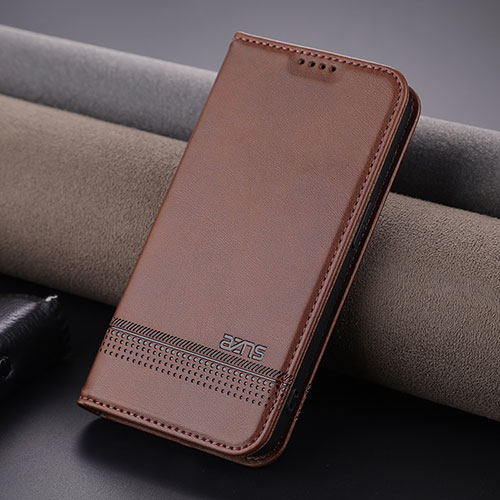 Leather Case Stands Flip Cover Holder YZ1 for Apple iPhone 14 Pro Brown