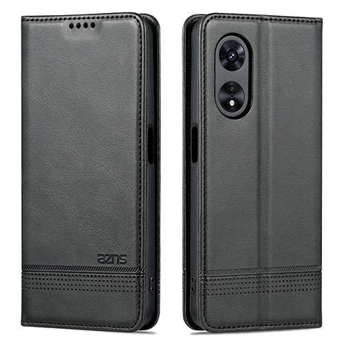 Leather Case Stands Flip Cover Holder YZ1 for Oppo A78 5G Black