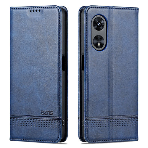 Leather Case Stands Flip Cover Holder YZ1 for Oppo A78 5G Blue