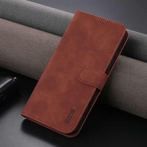 Leather Case Stands Flip Cover Holder YZ5 for Apple iPhone 14 Brown