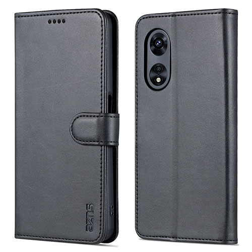 Leather Case Stands Flip Cover Holder YZ5 for Oppo A78 5G Black