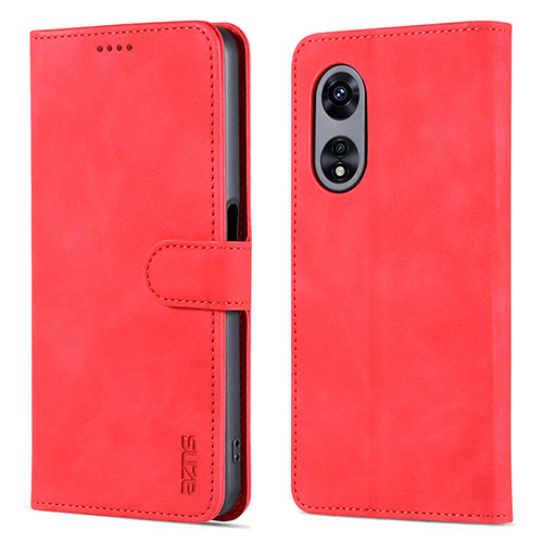 Leather Case Stands Flip Cover Holder YZ5 for Oppo A78 5G Hot Pink