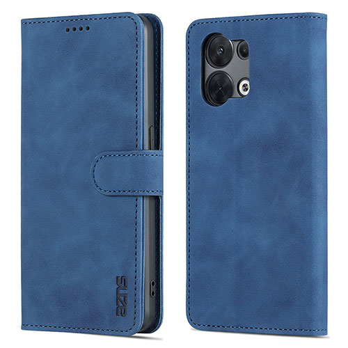 Leather Case Stands Flip Cover Holder YZ5 for Oppo Reno9 5G Blue