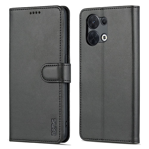Leather Case Stands Flip Cover Holder YZ5 for Oppo Reno9 Pro 5G Black