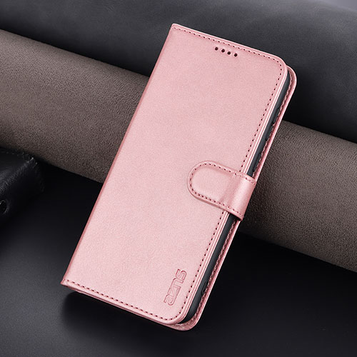 Leather Case Stands Flip Cover Holder YZ6 for Oppo Reno9 Pro 5G Rose Gold