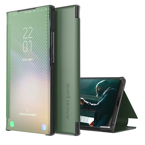 Leather Case Stands Flip Cover Holder ZL1 for Samsung Galaxy A42 5G Green