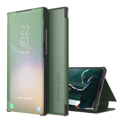 Leather Case Stands Flip Cover Holder ZL1 for Samsung Galaxy M31 Prime Edition Green