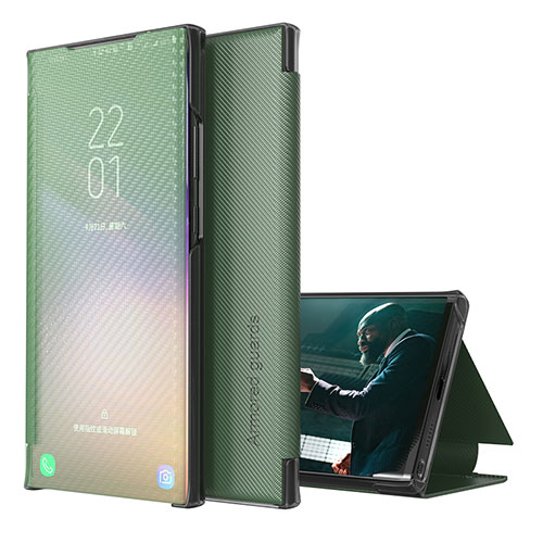 Leather Case Stands Flip Cover Holder ZL1 for Samsung Galaxy M32 5G Green