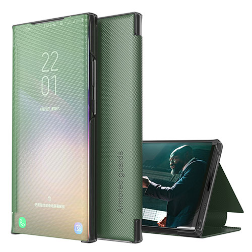 Leather Case Stands Flip Cover Holder ZL1 for Samsung Galaxy Note 20 Ultra 5G Green