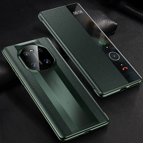 Leather Case Stands Flip Cover K01 Holder for Huawei Mate 40 Pro Midnight Green