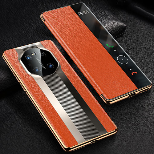 Leather Case Stands Flip Cover K01 Holder for Huawei Mate 40E 4G Orange