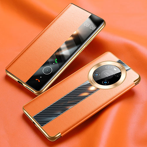 Leather Case Stands Flip Cover K05 Holder for Huawei Mate 40E Pro 4G Orange