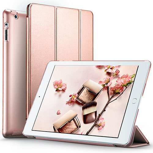 Leather Case Stands Flip Cover L01 for Apple iPad 4 Rose Gold