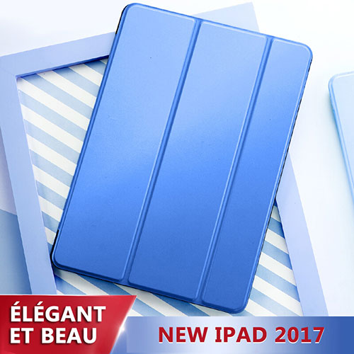 Leather Case Stands Flip Cover L01 for Apple New iPad 9.7 (2018) Blue