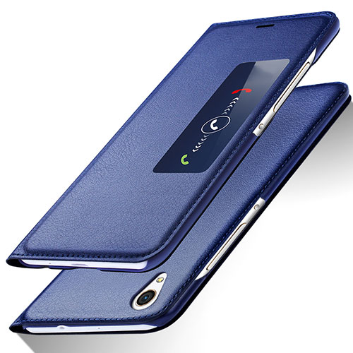 Leather Case Stands Flip Cover L01 for Huawei Ascend P7 Blue