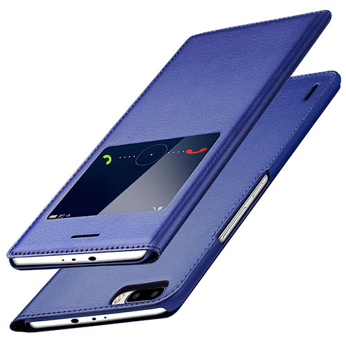 Leather Case Stands Flip Cover L01 for Huawei Honor 6 Plus Blue