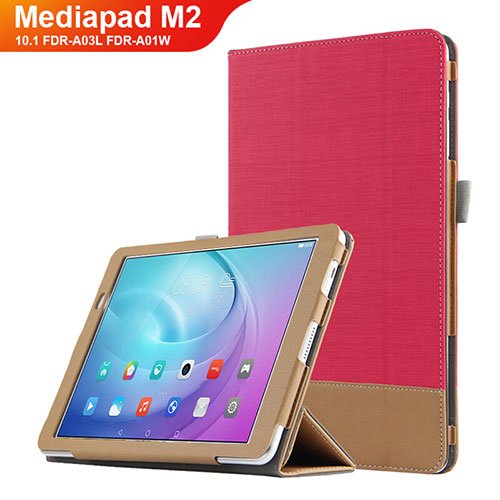 Leather Case Stands Flip Cover L01 for Huawei MediaPad M2 10.1 FDR-A03L FDR-A01W Red