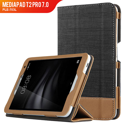 Leather Case Stands Flip Cover L01 for Huawei MediaPad T2 Pro 7.0 PLE-703L Black