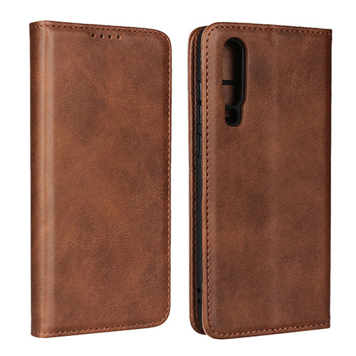 Leather Case Stands Flip Cover L01 for Huawei P30 Brown