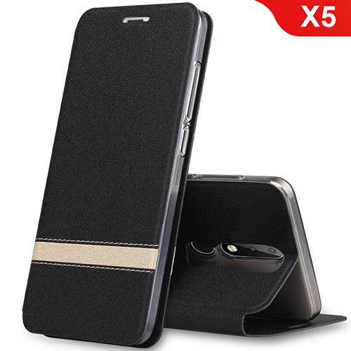 Leather Case Stands Flip Cover L01 for Nokia X5 Black