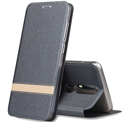 Leather Case Stands Flip Cover L01 for Nokia X5 Dark Gray