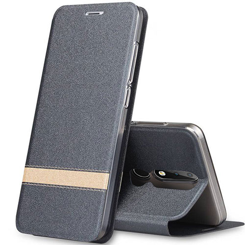 Leather Case Stands Flip Cover L01 for Nokia X5 Gray