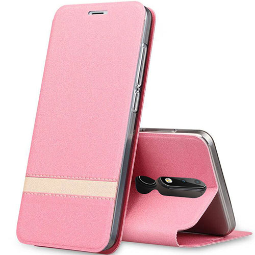 Leather Case Stands Flip Cover L01 for Nokia X5 Rose Gold