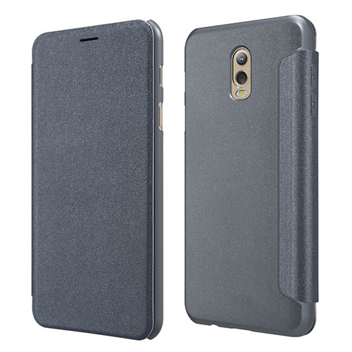 Leather Case Stands Flip Cover L01 for Samsung Galaxy J7 Plus Black