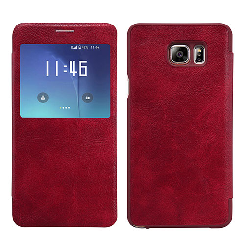 Leather Case Stands Flip Cover L01 for Samsung Galaxy Note 5 N9200 N920 N920F Red