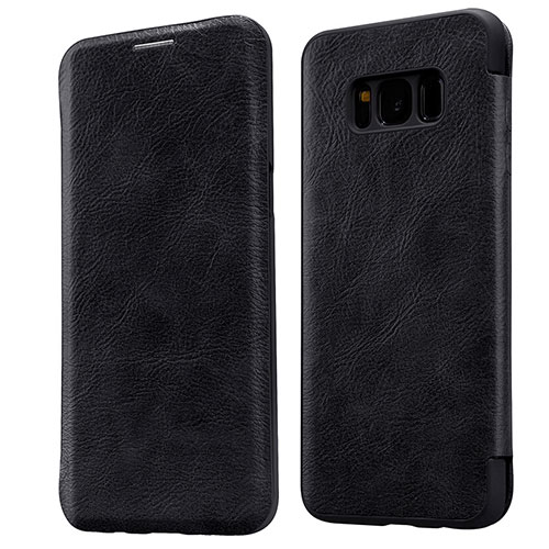 Leather Case Stands Flip Cover L01 for Samsung Galaxy S8 Black