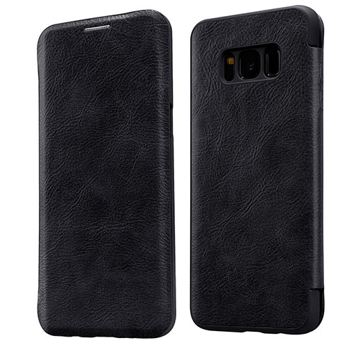 Leather Case Stands Flip Cover L01 for Samsung Galaxy S8 Plus Black