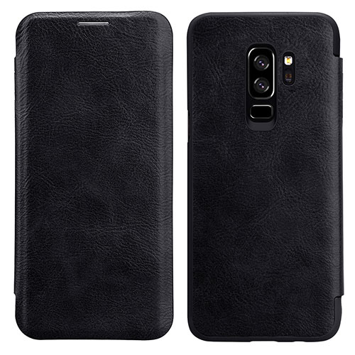 Leather Case Stands Flip Cover L01 for Samsung Galaxy S9 Plus Black